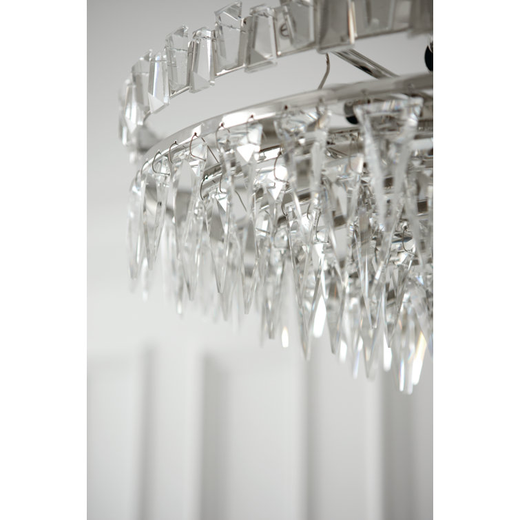 Polished Nickel Crystal 10-Light Semi Flush Mount
