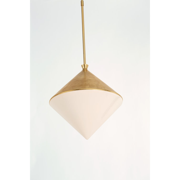 Sarnen Gilded White Glass 14" Indoor/Outdoor Pendant Light