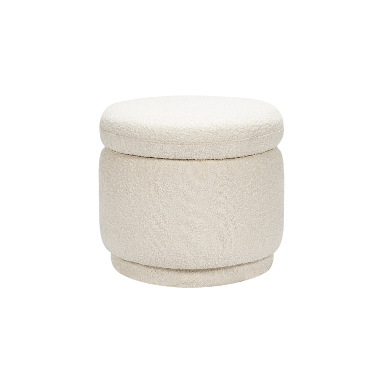 Enoki 21" Cream Boucle Round Storage Ottoman