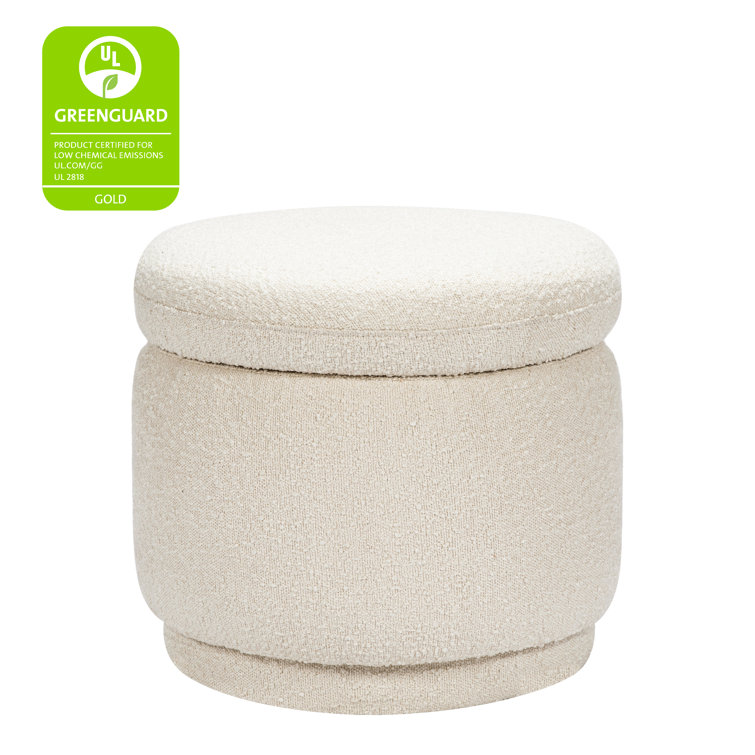 Enoki 21" Cream Boucle Round Storage Ottoman