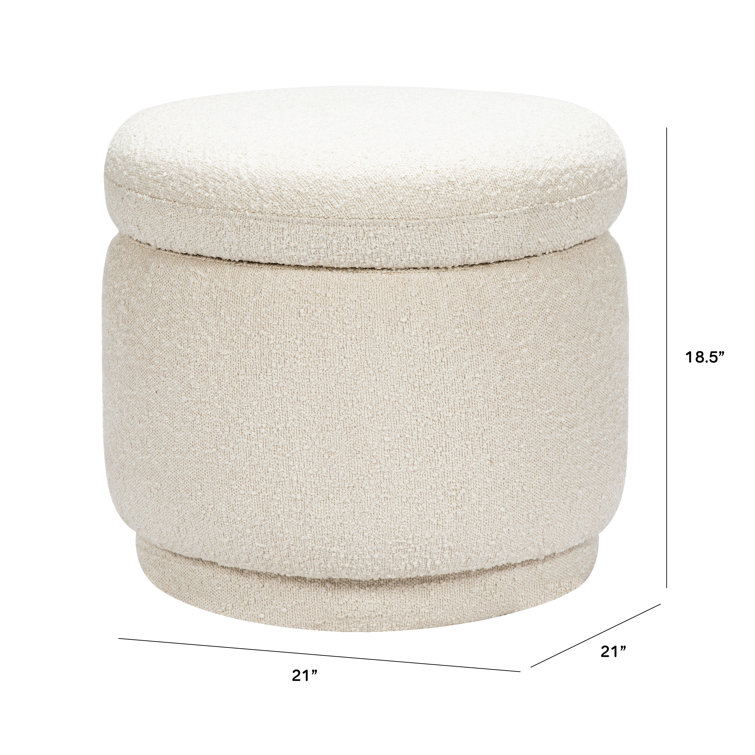 Enoki 21" Cream Boucle Round Storage Ottoman
