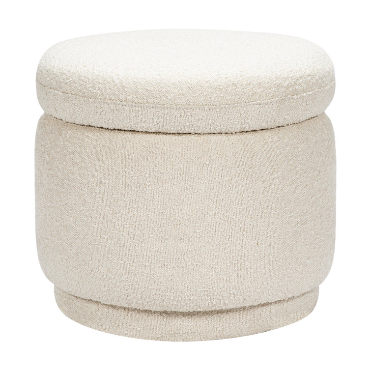 Enoki 21" Cream Boucle Round Storage Ottoman