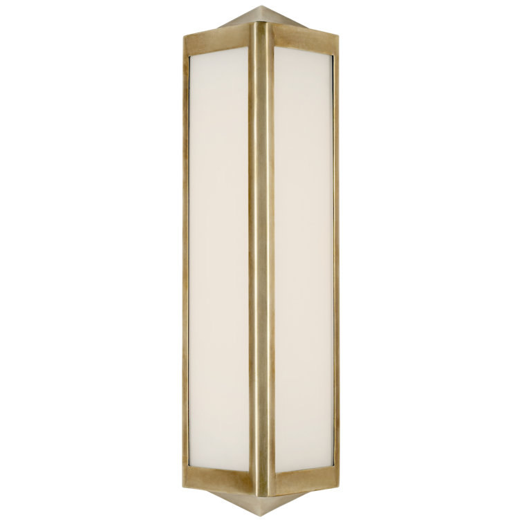 Natural Brass Faceted Wall Sconce with White Glass Shade