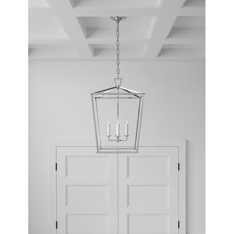 Darlana Medium Polished Nickel 4-Light Iron Lantern Chandelier
