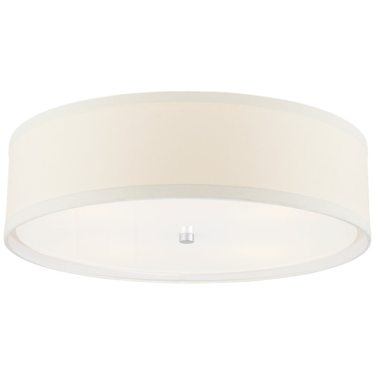 Walker 24" Burnished Silver Leaf Drum Ceiling Light with Cream Linen Shade