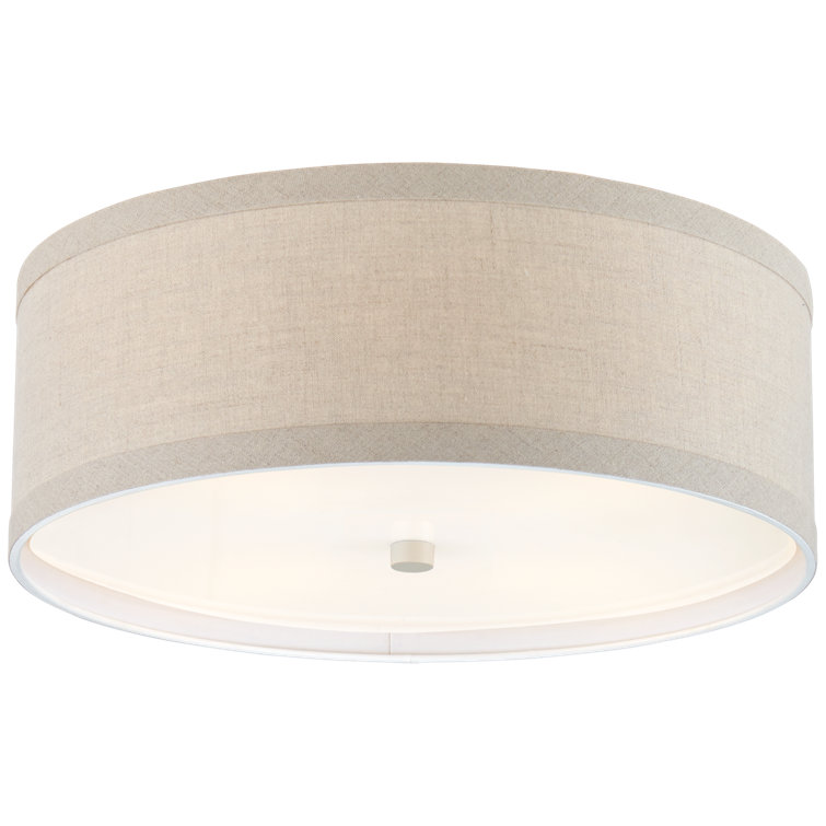 Walker Elegance 7.5'' Light Cream Drum Ceiling Light with Linen Shade