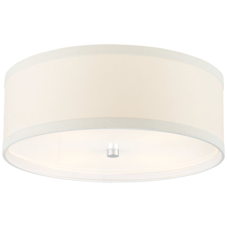 Walker Burnished Silver Leaf 18" Drum Ceiling Light with Cream Linen Shade