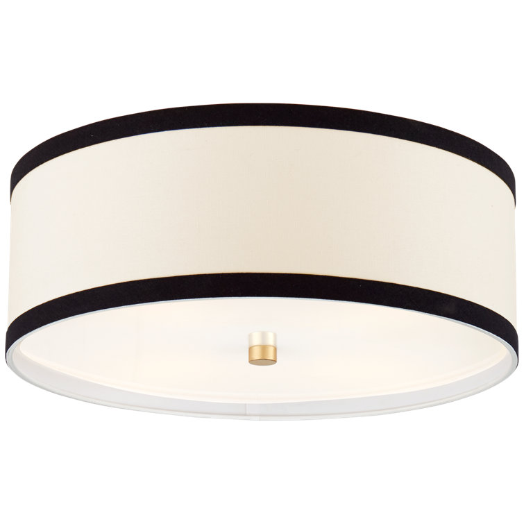 Walker Indoor/Outdoor Drum Flush Mount in Clear Black and Cream