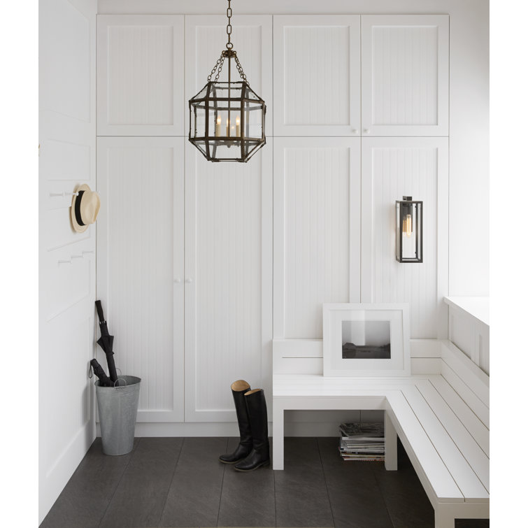 Fresno Black Iron Geometric Outdoor Wall Light with Clear Glass