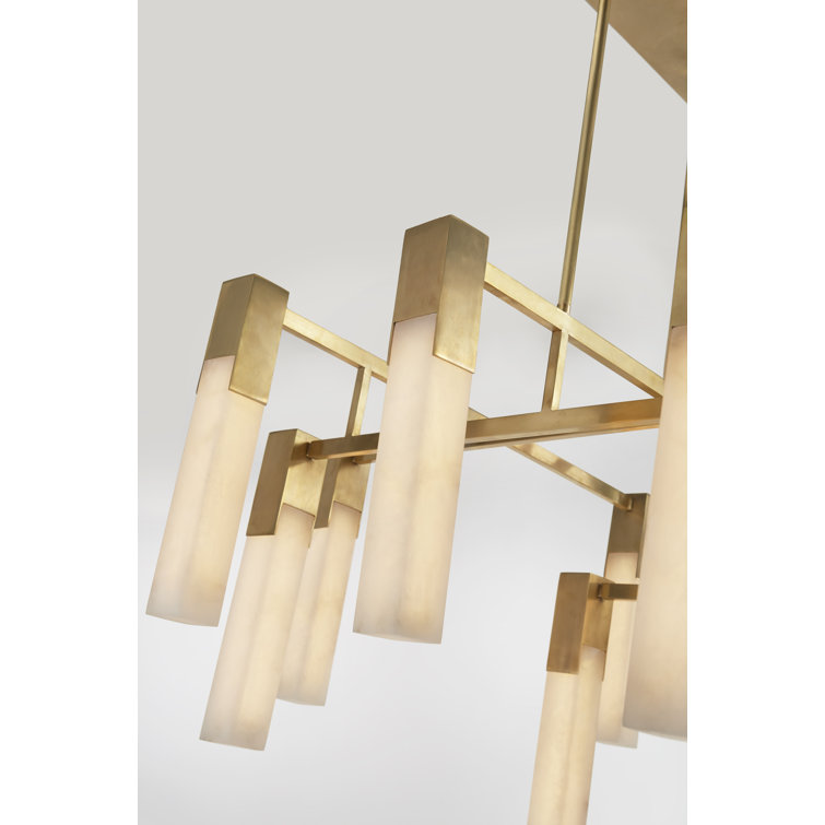 Antique-Burnished Brass 44" Modern Alabaster Chandelier