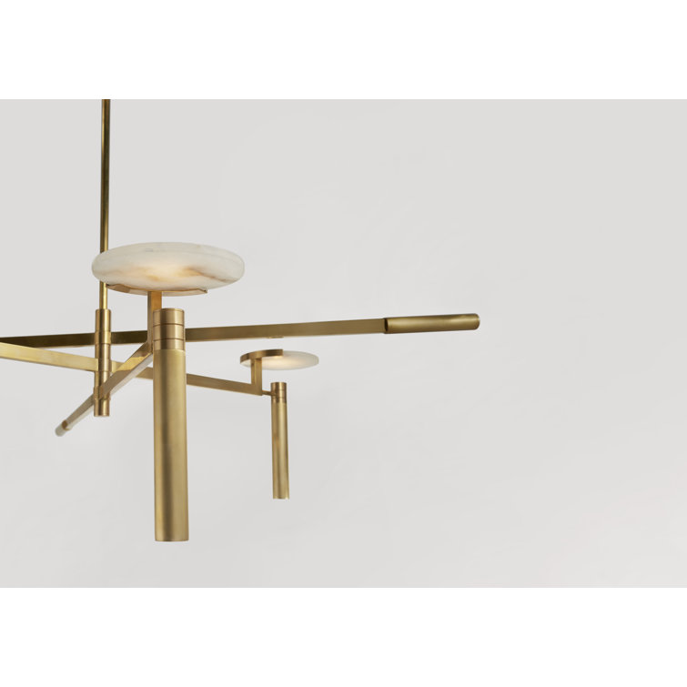 Melange Large Floating Disc LED Chandelier in Antique-Burnished Brass