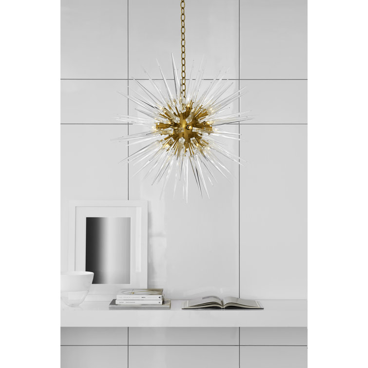 Antique Brass and Acrylic Sputnik Chandelier, 30-inch