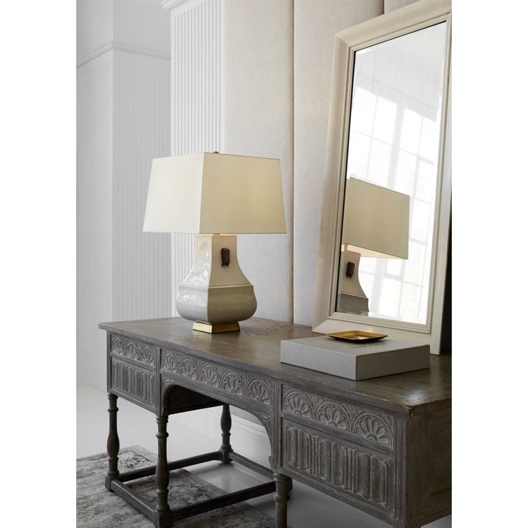 Ivory and Burnt Gold Ceramic Outdoor Table Lamp