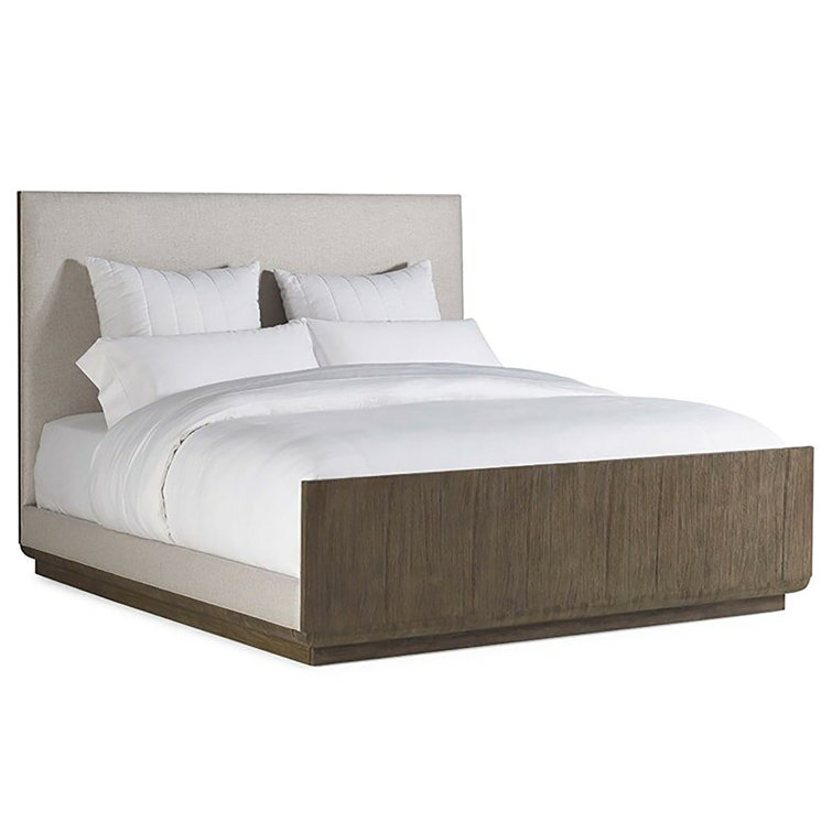 Queen Nutmeg Upholstered Platform Bed with Storage