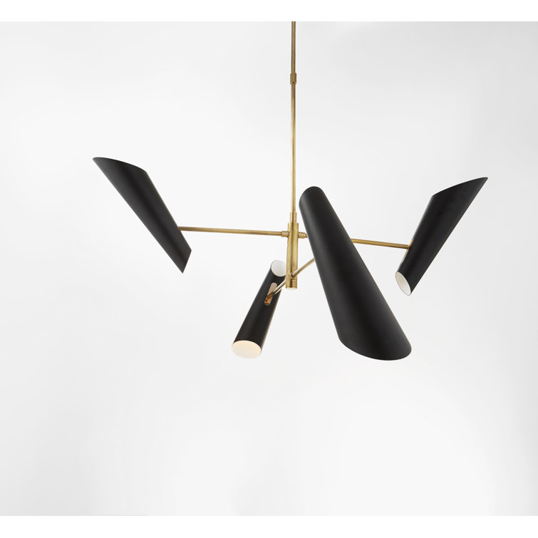 Franca Modern 4-Light Chandelier in White and Antique Brass