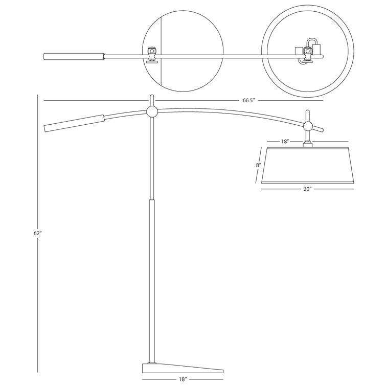 Adjustable Arc Floor Lamp in Brushed Nickel with White Linen Shade