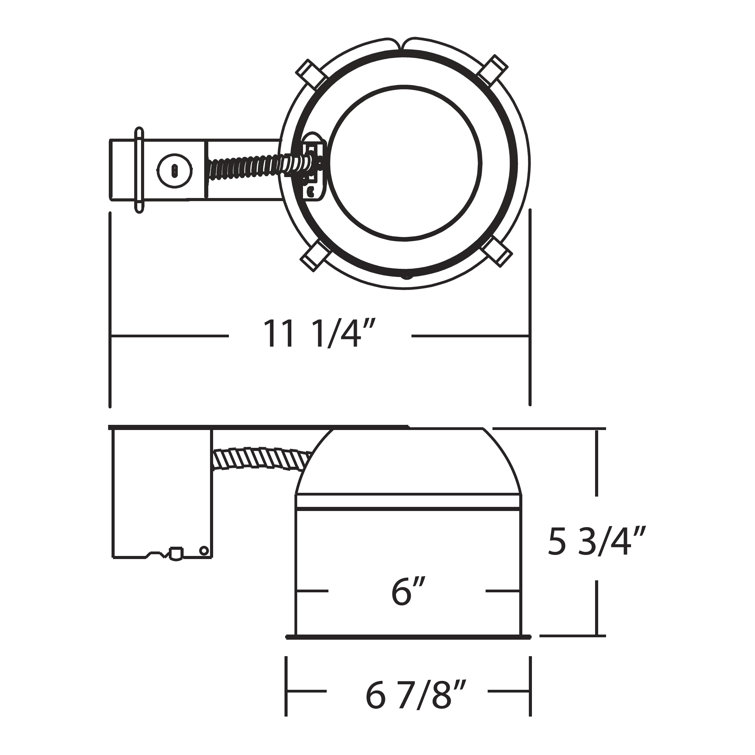 Silver 6'' Aluminum IC Rated Remodel Recessed Light Housing