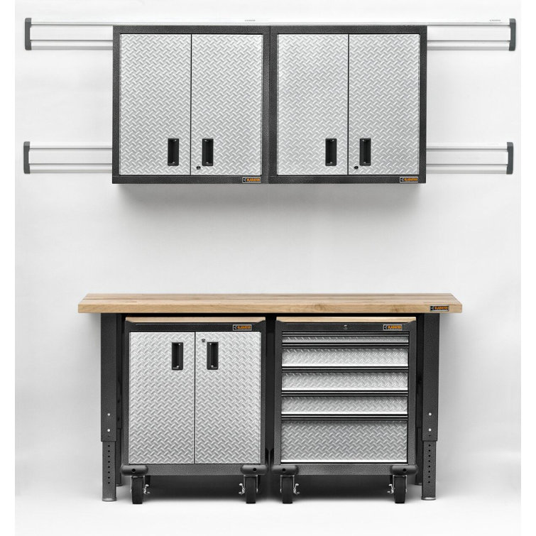 Silver Tread Lockable Steel Garage Storage Cabinet