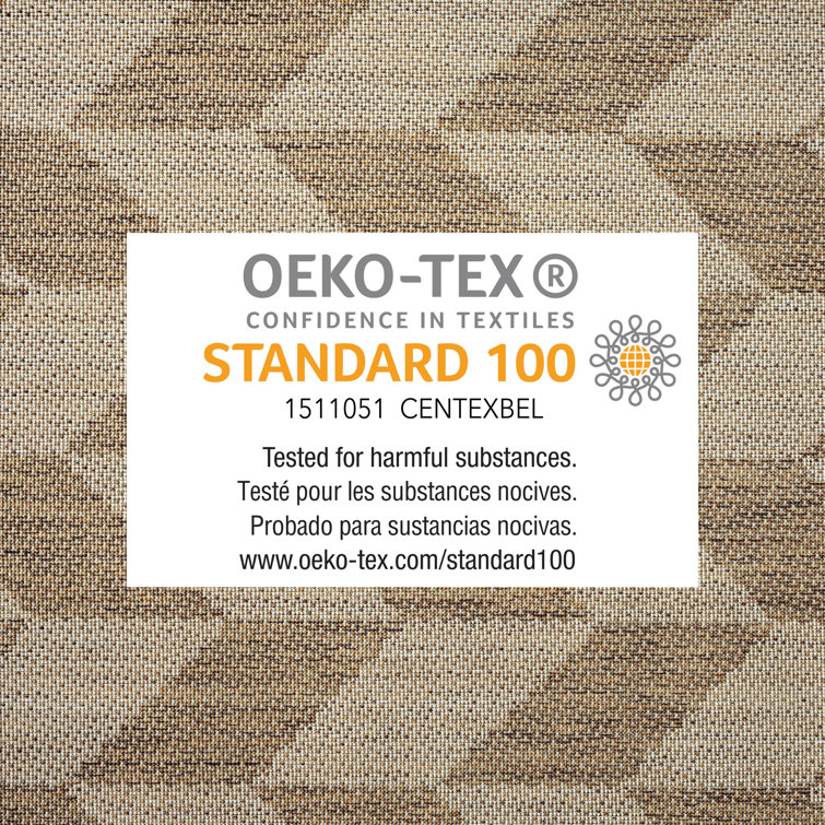 Brown and Beige Herringbone Indoor/Outdoor Area Rug 5'2" x 7'2"