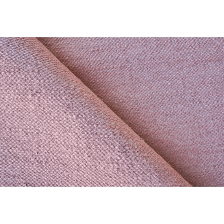 Handmade Light Pink Synthetic Flat Woven Rectangular Rug
