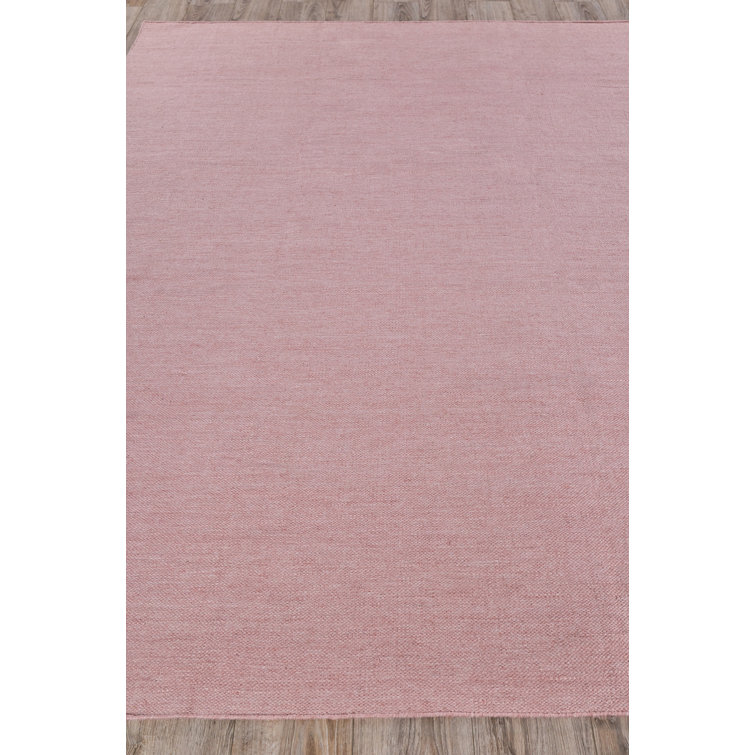 Handmade Light Pink Synthetic Flat Woven Rectangular Rug