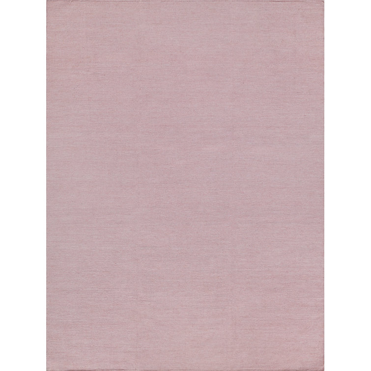 Handmade Light Pink Synthetic Flat Woven Rectangular Rug