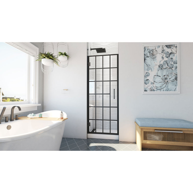 Toulon 28" x 72" Frameless Satin Black Hinged Shower Door