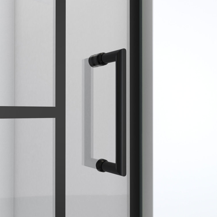Unidoor Toulon 24" Matte Black Frameless Hinged Shower Door