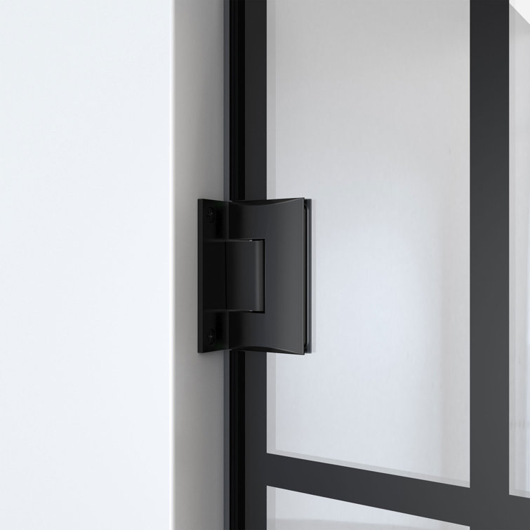 Unidoor Toulon 24" Matte Black Frameless Hinged Shower Door