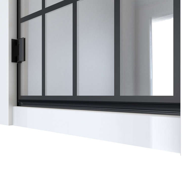 Unidoor Toulon 24" Matte Black Frameless Hinged Shower Door