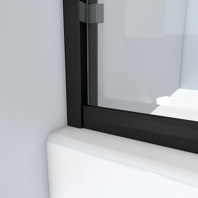 Alliance Pro 60" Satin Black Semi-Frameless Sliding Shower Door