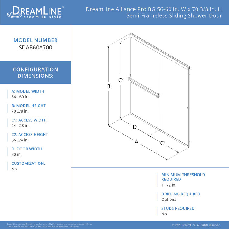 Chrome Semi-Frameless Sliding Shower Door with Clear Glass