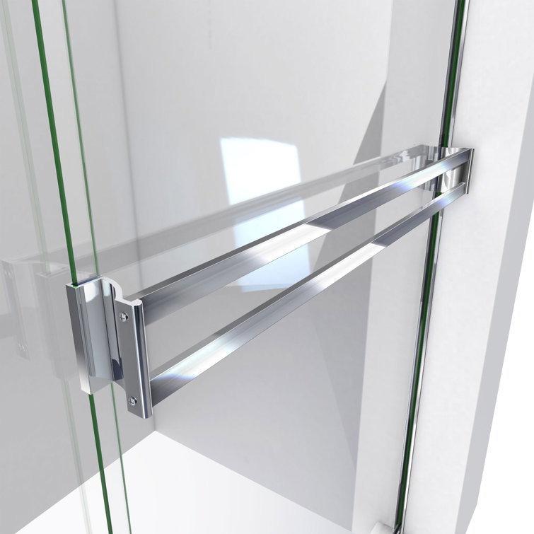 Chrome Semi-Frameless Sliding Shower Door with Clear Glass