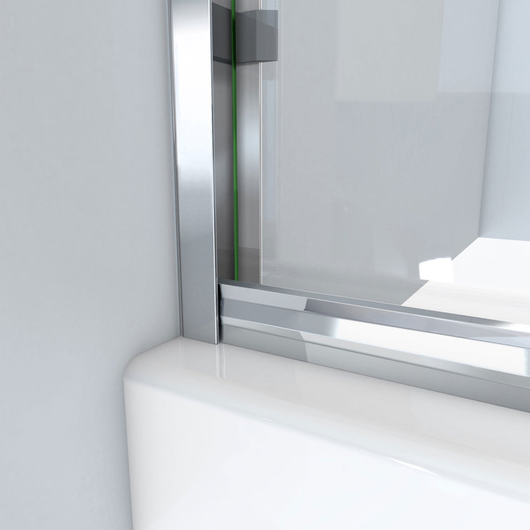 Chrome Semi-Frameless Sliding Shower Door with Clear Glass