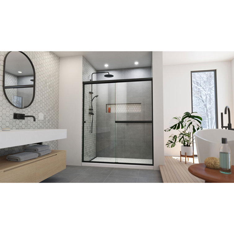 Alliance Pro 60" Satin Black Semi-Frameless Sliding Shower Door
