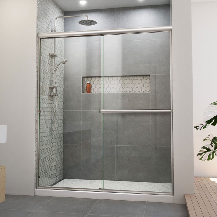 Alliance Pro 60" Brushed Nickel Semi-Frameless Sliding Shower Door