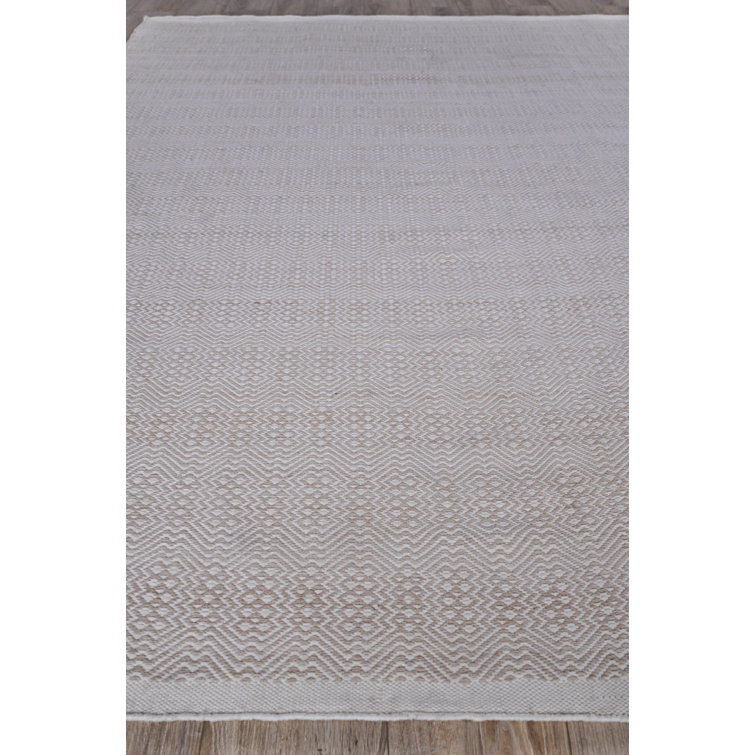Echo Geometric Handmade Flatweave Ivory and Beige Area Rug
