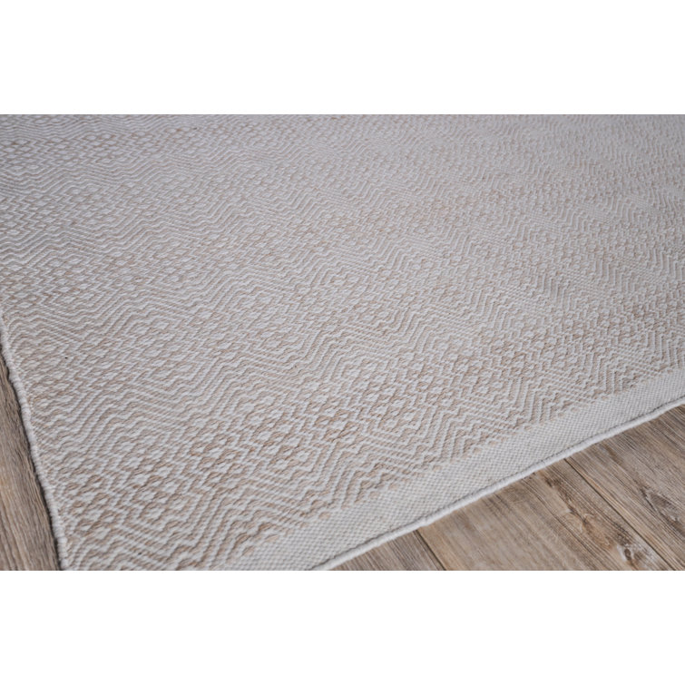 Echo Geometric Handmade Flatweave Ivory and Beige Area Rug
