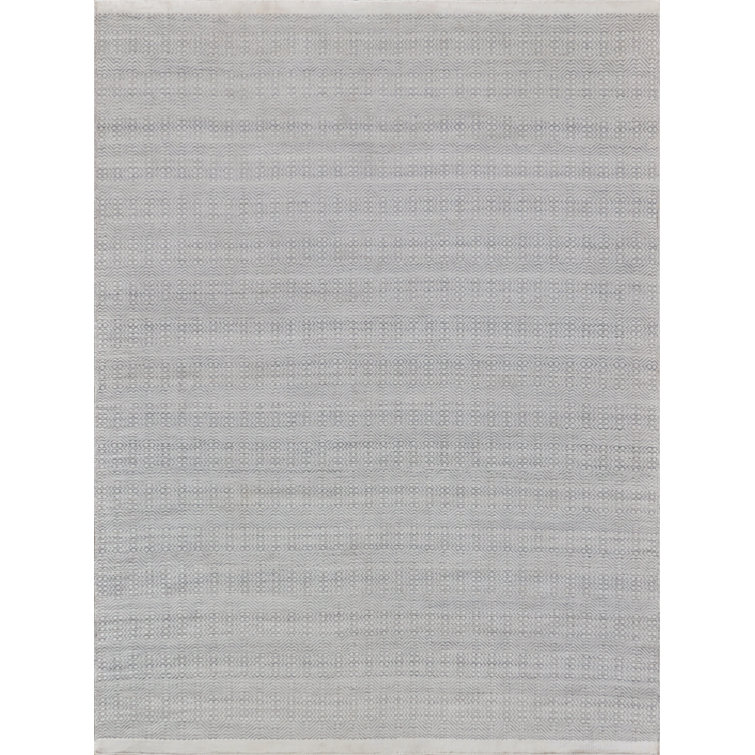 Ivory and Light Silver Diamond Pattern Rectangular Rug, 8' x 10'