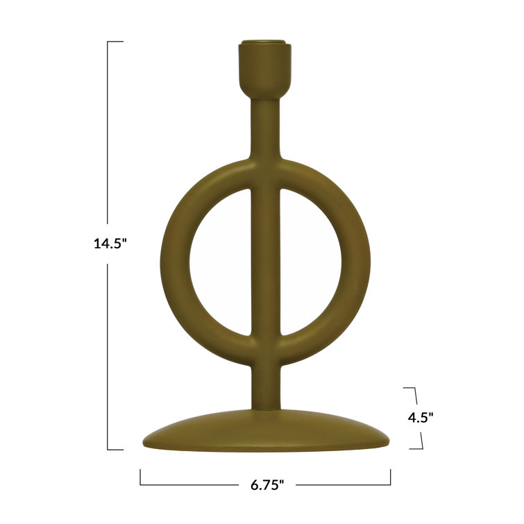 14.63" Olive Green Resin Tabletop Candlestick