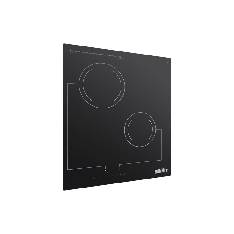 18" Black Ceramic Glass 2-Burner Electric Cooktop with Touch Control