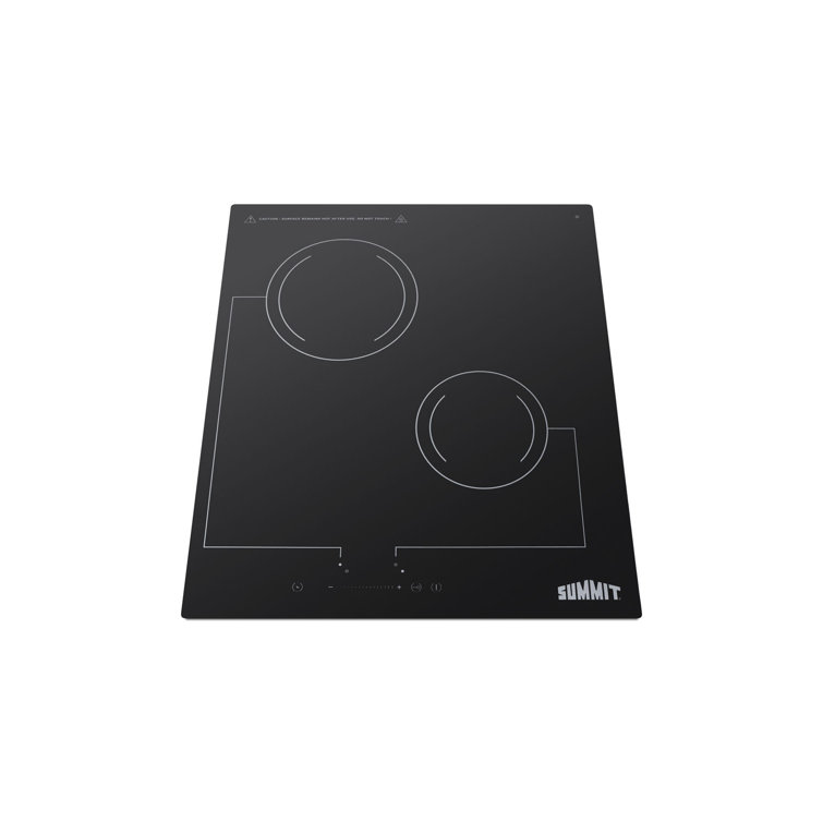 18" Black Ceramic Glass 2-Burner Electric Cooktop with Touch Control