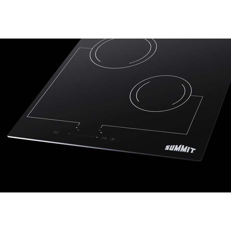 18" Black Ceramic Glass 2-Burner Electric Cooktop with Touch Control