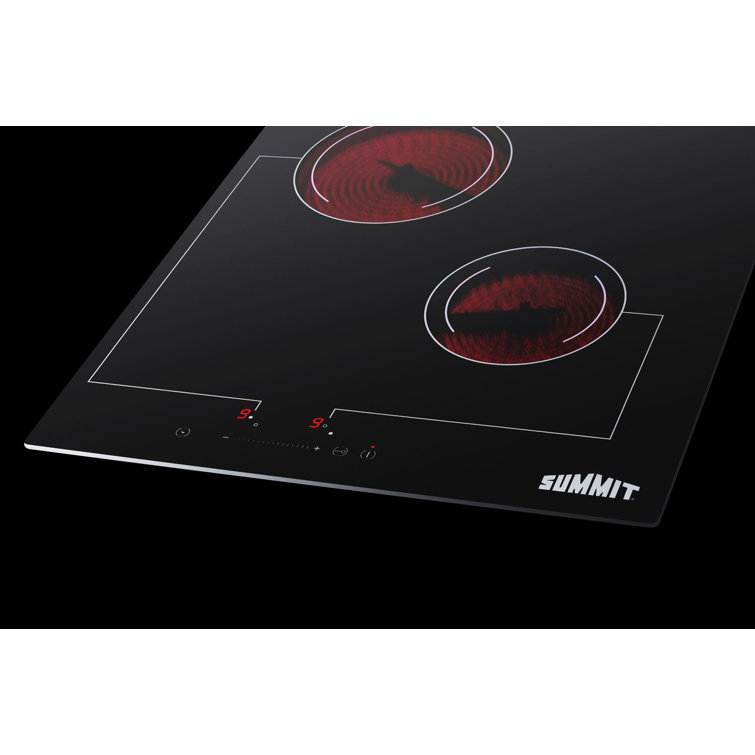 18" Black Ceramic Glass 2-Burner Electric Cooktop with Touch Control