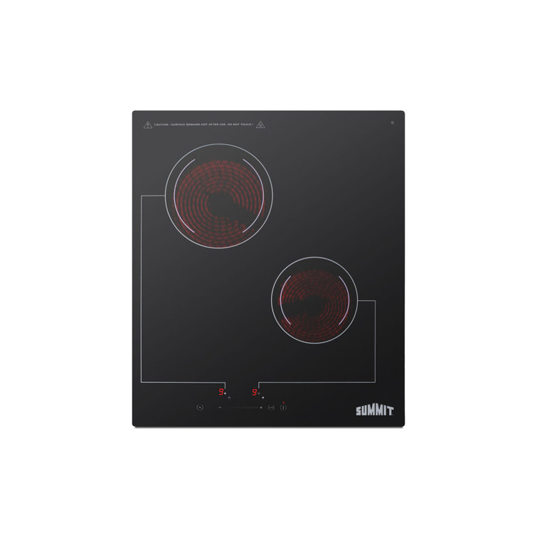 18" Black Ceramic Glass 2-Burner Electric Cooktop with Touch Control