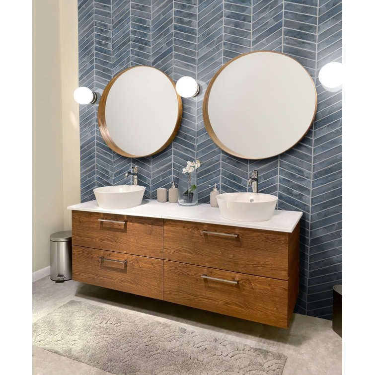 Blue Shimmer Chevron Glass Mosaic Wall Tile