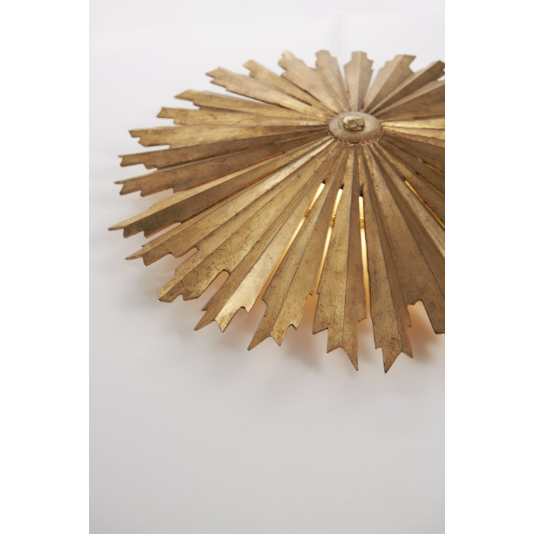 Sunburst Silver Leaf 27.5" LED Semi Flush Mount Light