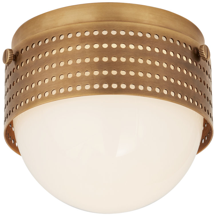 Antique Brass and White Glass LED Flush Mount