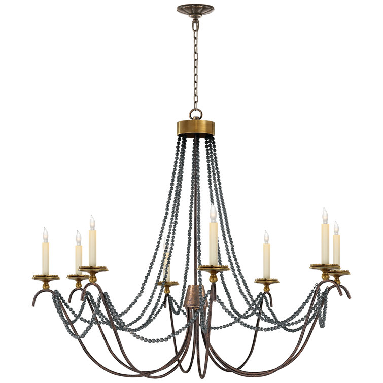Marigot Classic Brass 36" Beaded Plug-in Chandelier