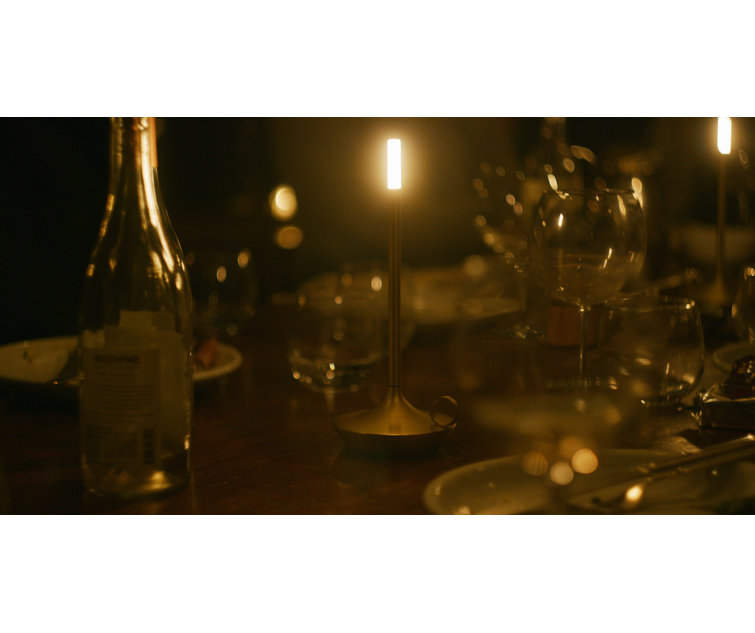 Large Brass Cordless LED Table Lamp with 3-Way Switch